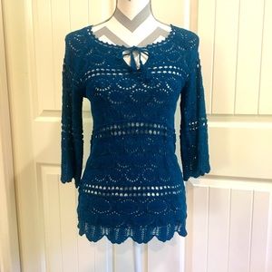 Beautiful Lucky Brand Lightweight Crochet Sweater
